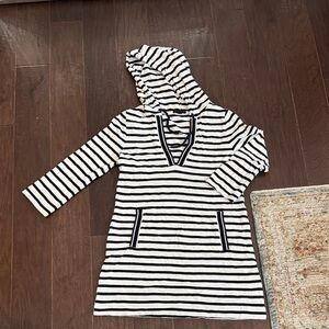 J. Crew Black and White Striped Hooded Tunic